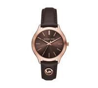 Michael Kors Slim Runway Watch pour Femme, 38 mm, Mouvement à Quartz à Trois Aiguilles avec Bracelet en Cuir