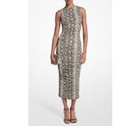 Michael Kors Snake Print Stretch Jersey Ruched Midi Dress Soft Ecru Taille: XS | Robes Outlet | Femme | Marron
