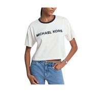 Michael Kors - T-shirt en coton décontracté avec logo appliqué - Femme - Tops - Blanc - Taille: 40 FR