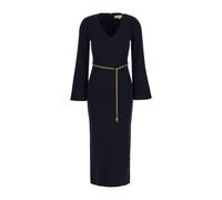 Michael Kors - Wool Blend Belted Midi Dress - Femme - Robes - Bleu - Taille: 40 FR