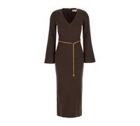 Michael Kors - Wool Blend Belted Midi Dress - Femme - Robes - Brun - Taille: 42 FR