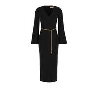 Michael Kors - Wool Blend Belted Midi Dress - Femme - Robes - Noir - Taille: 40 FR