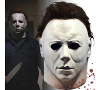 Michael Myers Masques pour adulte, tête entière, masque d'horreur classique original Micheal Myers blanc avec cheveux effrayants pour Halloween tue l'horreur Cosplay Accessoires en latex (Style 01)