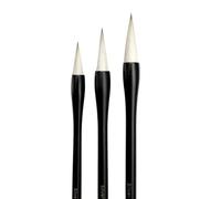 Michael Solovyev Signature Ensemble de pinceaux de calligraphie argentés - Pinceaux aquarelle de qualité supérieure, manche en bois massif, cheveux naturels mélangés | 3 tailles (#2b, #4b, #6) |