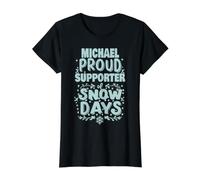 Michael Supporter de Snow Days Michael Christmas Winter T-Shirt Graphique avec Valeur, Femme, Noir, S