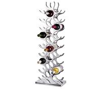 MichaelNoll Étagère à vin en aluminium argenté de luxe - Support à vin moderne en métal - Porte-bouteilles pour bouteilles de champagne, vin et champagne - 101 cm XXL