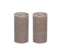 MichaelNoll Lot de 2 bougies pilier Rustic - en bloc Couronne l'Avent Sans suie Durée combustion : 120 heures Nombreuses couleurs 10 x 20 cm (taupe)