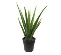 MichaelNoll Plante artificielle Aloe Vera - Décoration en pot noir - Très réaliste - Vert (35 cm - MN-KP-2217)