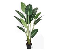 MichaelNoll Plante artificielle - Plante artificielle - Bananier décoratif - Plante de bananier en pot noir - Grand et très réaliste - Vert (180 cm)