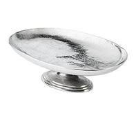 MichaelNoll Plat ovale sur pied - En aluminium - Argenté - 47 cm / 57 cm (L - 47 x 33 x 14 cm)