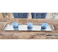 MichaelNoll Plateau de service en aluminium avec poignées argentées - Plateau de service de luxe en métal - Plateau argenté - XXL 95 cm