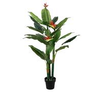 MichaelNoll Strelitzia avec fleur, oiseau du paradis, plante artificielle, plante artificielle, décoration, en pot noir, très réaliste, vert (150 cm - MN-KP-2211)
