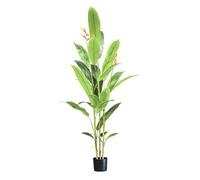 MichaelNoll Strelitzia avec fleur, oiseau du paradis, plante artificielle, plante artificielle, décoration, en pot noir, très réaliste, vert (160 cm - MN-KP-2213)