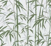 Michalsky Living 379893 Change is Good Papier peint tropical en bambou Crème Vert mat