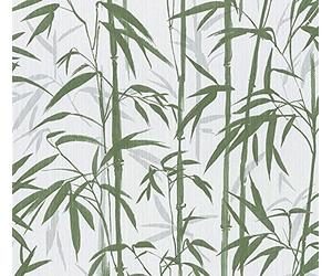 Michalsky Living 379893 Change is Good Papier peint tropical en bambou Crème Vert mat