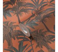 Michalsky Living Palmentapete Change is good Vliestapete Tropical Tale orange schwarz braun
