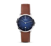 Montre Michel Herbelin City quartz cadran bleu bracelet cuir marron 38,7 mm Homme