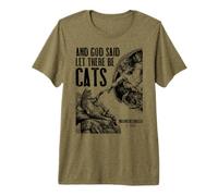 Michelangelo Création de Chats drôle Classique Dieu Amoureux des Chats T-Shirt Haut de Gamme