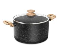 MICHELANGELO Marmite antiadhésive 6 litres avec couvercle, casserole à soupe avec poignée en bakélite en grains de bois, casserole de cuisson saine compatible induction