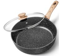 MICHELANGELO Poêle à Frire Profonde 28CM avec Couvercle, Poêle Antiadhésive avec Couvercle, Poêle Antiadhésive avec Poignée en Bakélite Souple, Compatible avec Induction