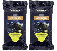 MICHELIN 008896 28 Lingettes Nettoyantes Plastiques Brillants Voiture, Nettoie, Rénove et Protège, Tableaux de bord, Garnitures, Pare-chocs, 100% Viscose (Lot de 2)