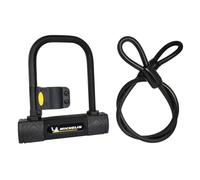 MICHELIN - Antivol U à clés 147 x 105 mm + câble 100 cm Ø10 mm - 2 clés incluses - Protection Caoutchouc - Support de Montage Universel - Sécurité vélo - Poids 1.3kg - Couvre-poussière ABS