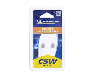 MICHELIN C5W 12V 5W SV8.5 - Lot de 2 Ampoules Navettes Éclairage Intérieur, Veilleuse & Plaque Immatriculation
