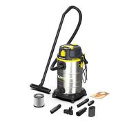 Michelin HP30PRO Aspirateur Industriel 30L 1400W - Sec Humide - Cuve INOX - Vibration Mécanique Filtre - Vidange Liquides - Câble 4m