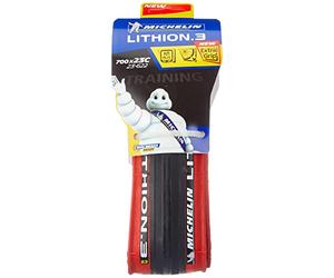 MICHELIN Lithion3 Pneu de vélo Route Mixte, Rouge, 700 x 23C