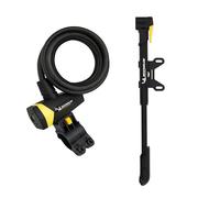 MICHELIN - Lot d'un Antivol Spirale à Clés 180 cm Ø 10 mm + Support et d'une Mini Pompe Aluminium Dual-Head AIR Tech