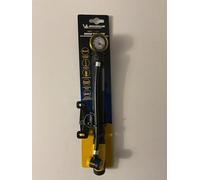 MICHELIN - Mini-Pompe à Pied - Pompe à Vélo en Aluminium - Double Fonction - avec Manomètre et Tête Double Valve, Compatible Schrader et Presta - Compatible VTT, VTC, VAE, Ville et Enfant