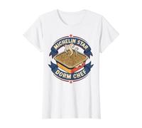 Michelin Star Dorm Chef Instant Ramen Noodles T-Shirt Graphique avec Valeur, Femme, Blanc, S