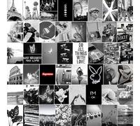 Michgar Kit de collage noir et blanc pour décoration murale, 50 impressions de 10,2 x 15,2 cm, kit de collage noir et blanc, images esthétiques pour filles et adolescents garçons.