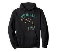 Michigan 586 Zone Code Graphique État Outline Design régional Sweat à Capuche