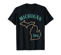 Michigan 586 Zone Code Graphique État Outline Design régional T-Shirt