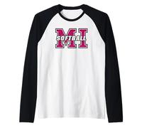 Michigan Balle Molle Vintage Rose Style Animal MI State Art Manche Raglan
