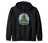 Michigan Grands Lacs Ours Eau Nature Vibes Sweat à Capuche