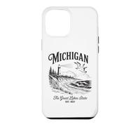 Michigan Lighthouse Waves Scène The Great Lakes State Nature Coque pour iPhone 12 Pro Max