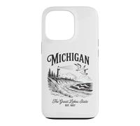 Michigan Lighthouse Waves Scène The Great Lakes State Nature Coque pour iPhone 13 Pro