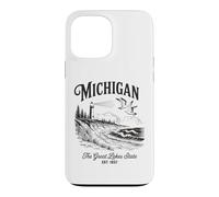 Michigan Lighthouse Waves Scène The Great Lakes State Nature Coque pour iPhone 13 Pro Max
