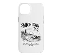 Michigan Lighthouse Waves Scène The Great Lakes State Nature Coque pour iPhone 14 Plus
