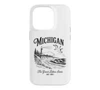 Michigan Lighthouse Waves Scène The Great Lakes State Nature Coque pour iPhone 14 Pro
