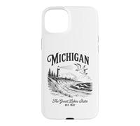 Michigan Lighthouse Waves Scène The Great Lakes State Nature Coque pour iPhone 15 Plus