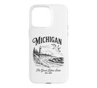 Michigan Lighthouse Waves Scène The Great Lakes State Nature Coque pour iPhone 15 Pro Max