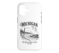 Michigan Lighthouse Waves Scène The Great Lakes State Nature Coque pour iPhone 16