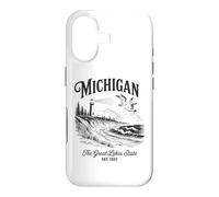 Michigan Lighthouse Waves Scène The Great Lakes State Nature Coque pour iPhone 17