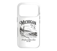 Michigan Lighthouse Waves Scène The Great Lakes State Nature Coque pour iPhone 17 Pro