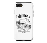 Michigan Lighthouse Waves Scène The Great Lakes State Nature Coque pour iPhone SE (2020) / 7/8