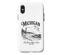 Michigan Lighthouse Waves Scène The Great Lakes State Nature Coque pour iPhone X/XS