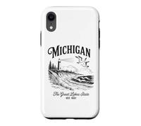 Michigan Lighthouse Waves Scène The Great Lakes State Nature Coque pour iPhone XR